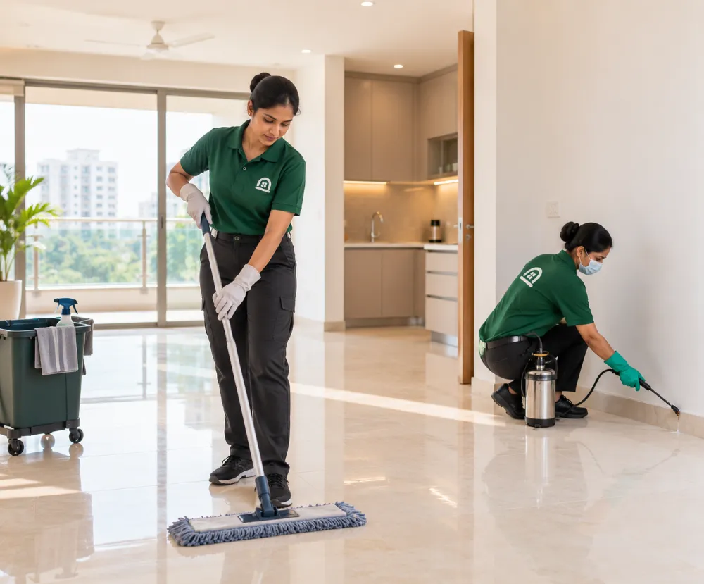 Deep cleaning done in the new house before goods arrive
